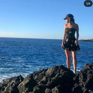 Reformation black floral mini dress size US 2